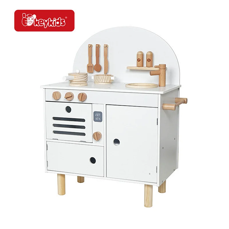 On Sale Kids White Wooden Pretend Play Kitchen Toy Set with 7 Accessories W10C728