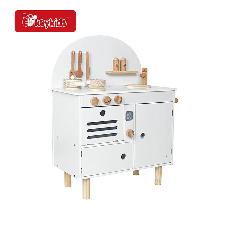 On Sale Kids White Wooden Pretend Play Kitchen Toy Set with 7 Accessories W10C728